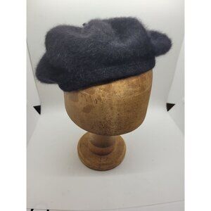 Vintage Black Angora Wool Beret Hat French classic preppy Y2K 80s